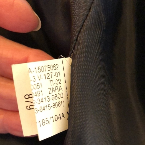 Zara Man Blue Two Button Front Closing Sport Coat with Built In Pocket Square - Picture 10 of 11